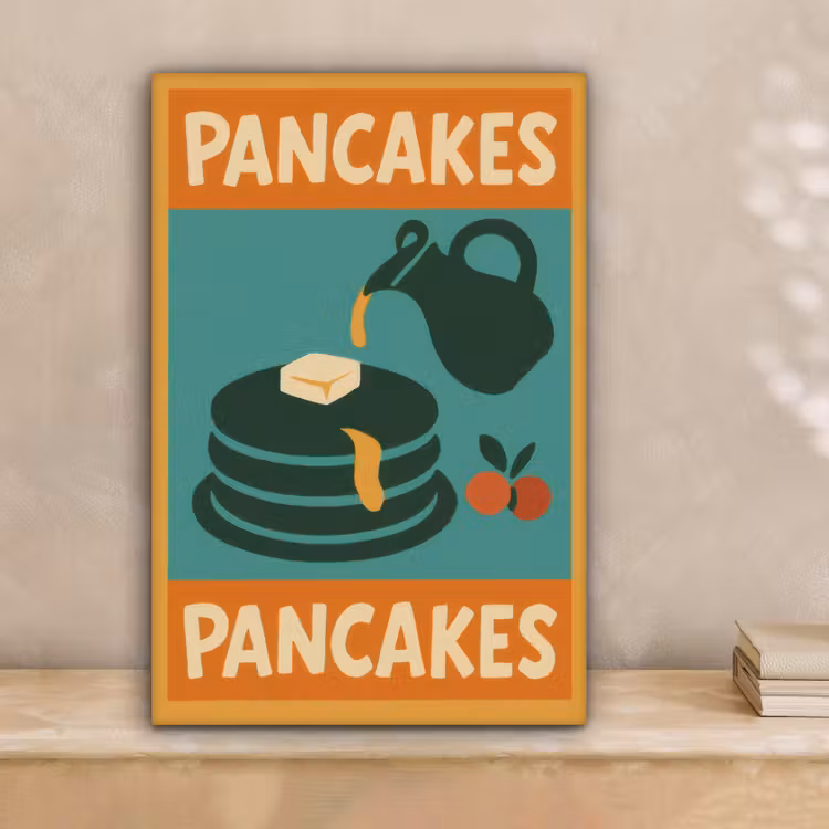 Pannenkoeken - Siroop - Illustratie - Oranje canvas 2cm klein -sfeer1
