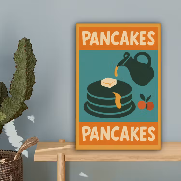 Pannenkoeken - Siroop - Illustratie - Oranje canvas 2cm klein -sfeer4