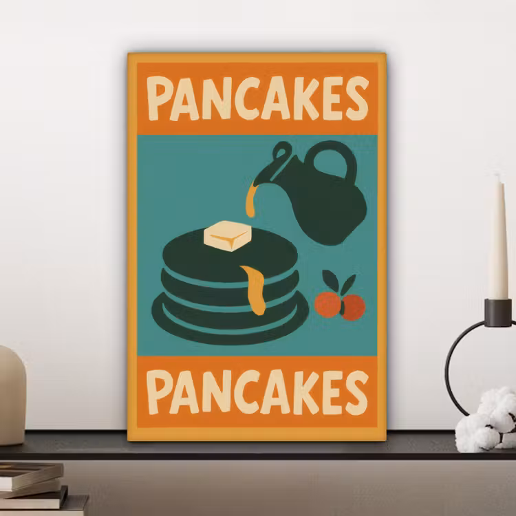Pannenkoeken - Siroop - Illustratie - Oranje canvas 2cm klein -sfeer6