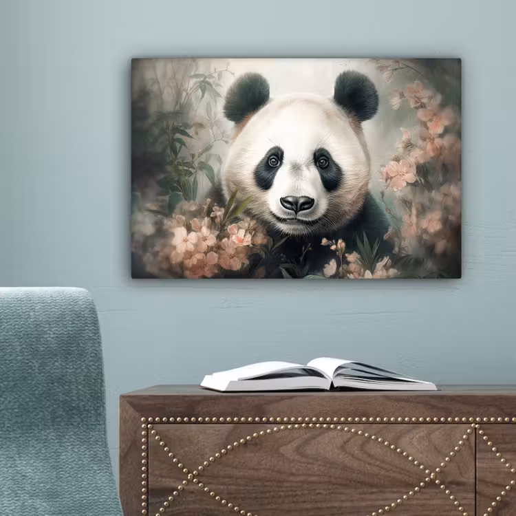 Panda - Dieren - Bloemen - Planten canvas 2cm klein -sfeer4