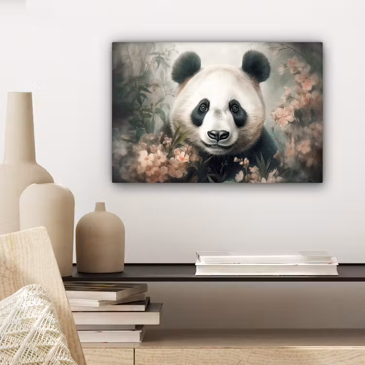 Panda - Dieren - Bloemen - Planten canvas 2cm klein -sfeer6