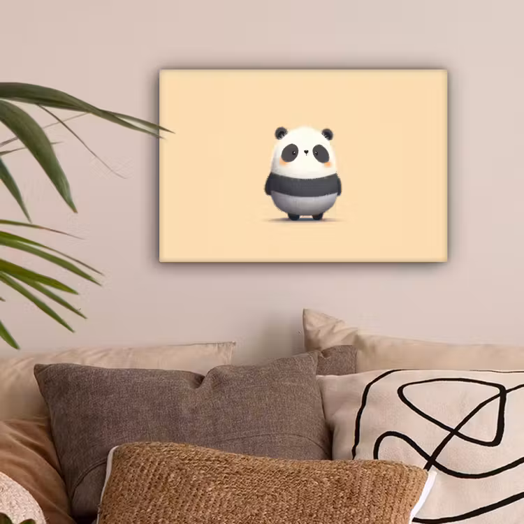 Panda - Beige - Minimalistisch canvas 2cm klein -sfeer1