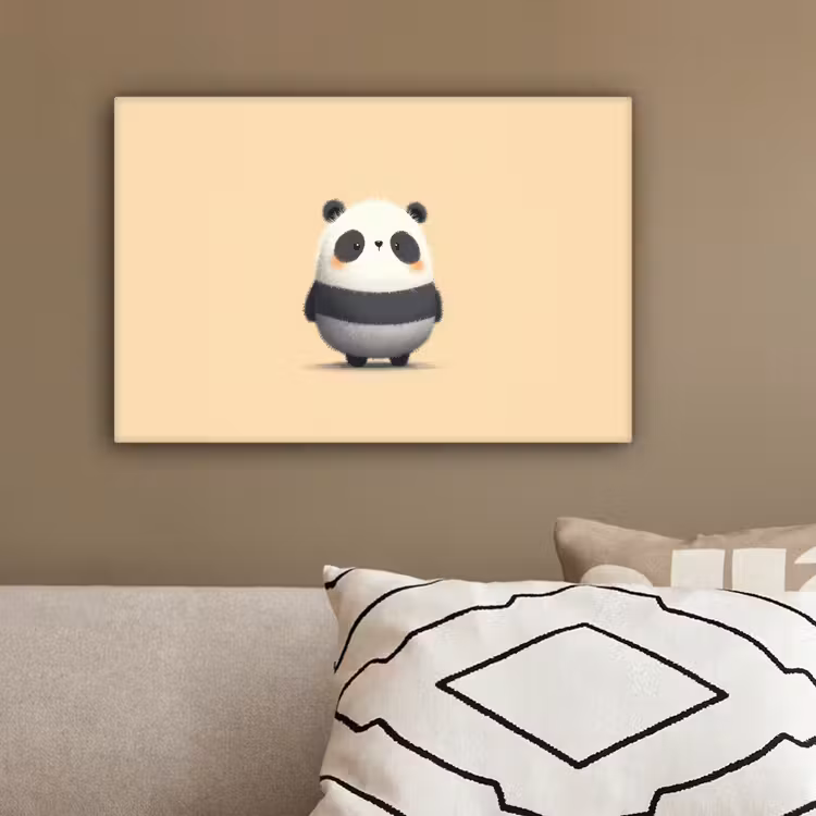 Panda - Beige - Minimalistisch canvas 2cm klein -sfeer3