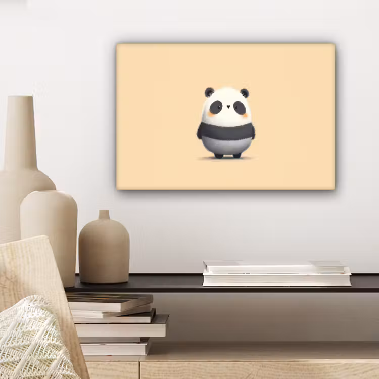 Panda - Beige - Minimalistisch canvas 2cm klein -sfeer6