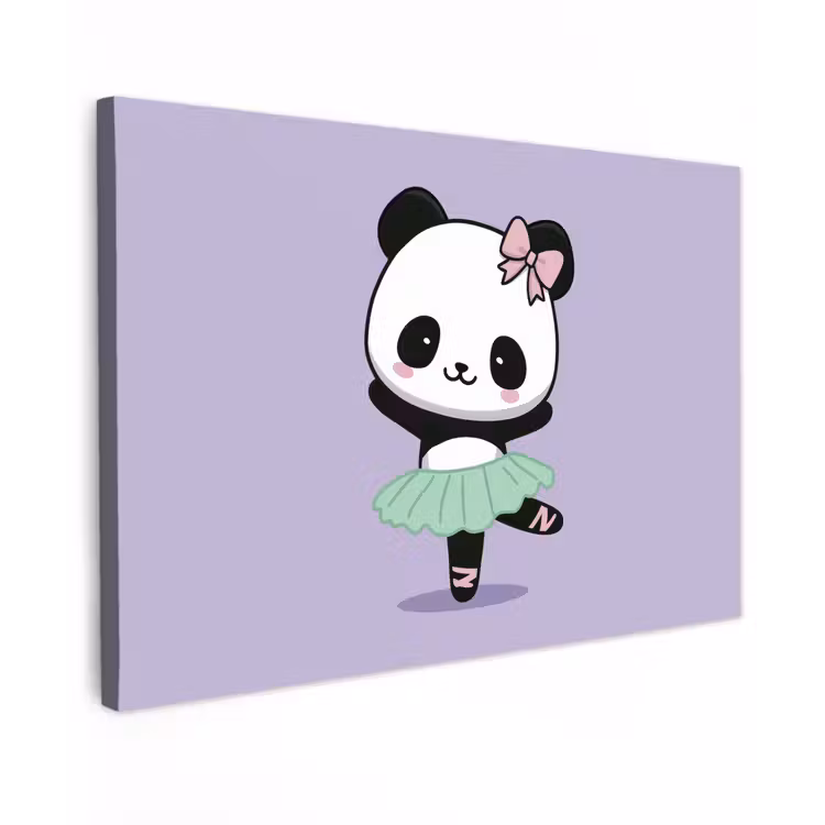 Dansende panda - Paars - Sierlijk - Kawaii canvas 2cm klein -z3d
