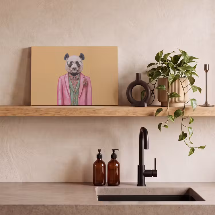 Panda - Pak - Zonnebril - Blauw canvas 2cm klein -sfeer3