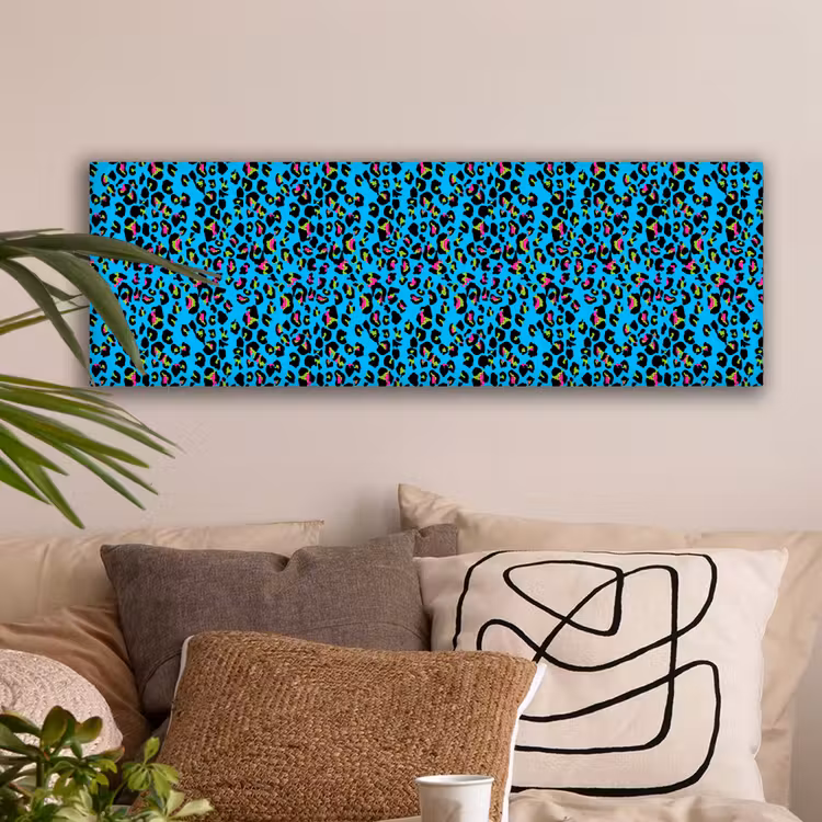 Panter - Blauw - Neon canvas 2cm klein 828 -sfeer1
