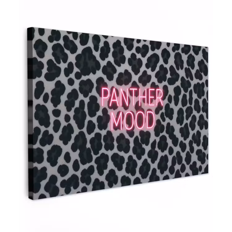 Panterprint - Zwart - Neonletters - Roze canvas 2cm klein -z3d
