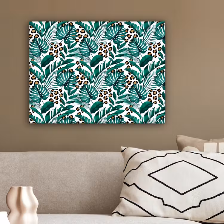 Inductie beschermer - Panterprint - Bladeren - Jungle - Afdekplaat voor kookplaat canvas 2cm klein -sfeer3