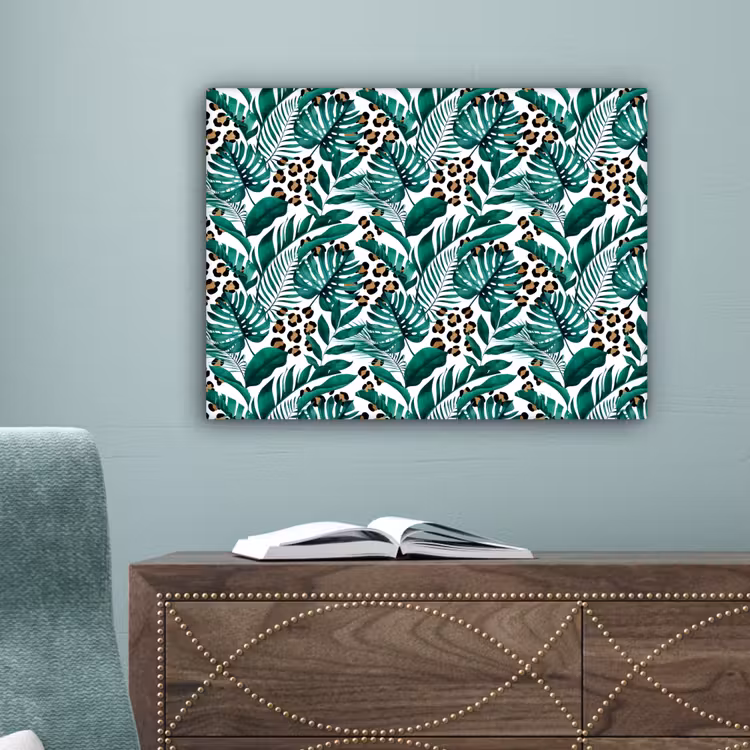 Inductie beschermer - Panterprint - Bladeren - Jungle - Afdekplaat voor kookplaat canvas 2cm klein -sfeer4