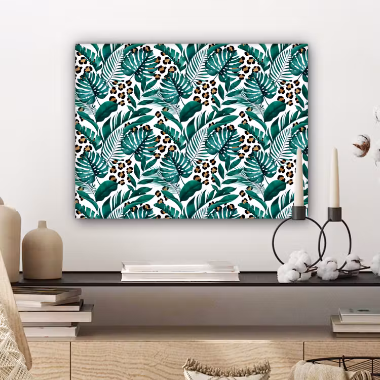 Inductie beschermer - Panterprint - Bladeren - Jungle - Afdekplaat voor kookplaat canvas 2cm klein -sfeer6