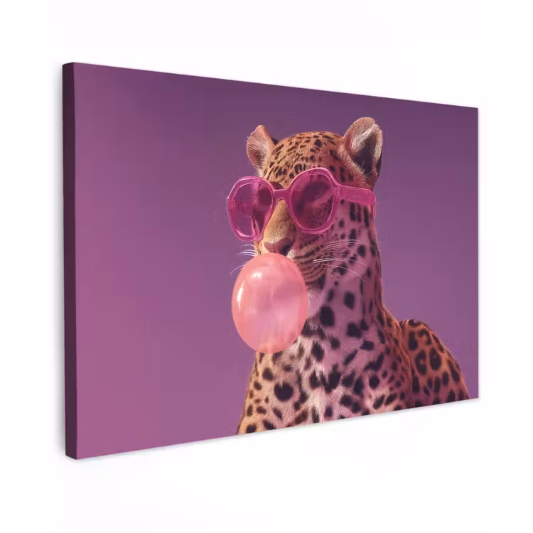 Panter - Zonnebril - Kauwgombel - Roze canvas 2cm klein -z3d