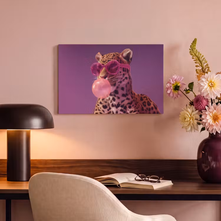 Panter - Zonnebril - Kauwgombel - Roze canvas 2cm klein -sfeer4