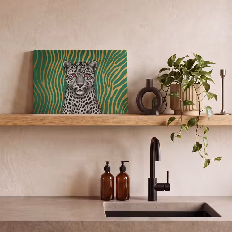 Panter - Zebrapatroon - Groen canvas 2cm klein -sfeer3
