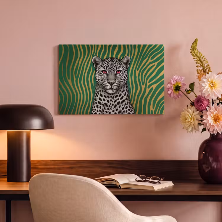 Panter - Zebrapatroon - Groen canvas 2cm klein -sfeer4