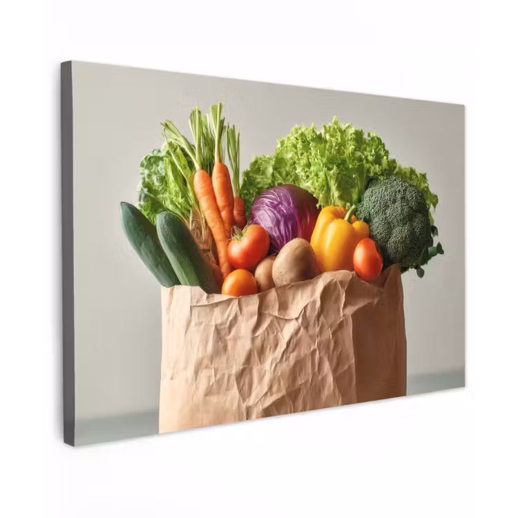 Papieren - Boodschappen - Groente - Kleurrijk canvas 2cm klein -z3d