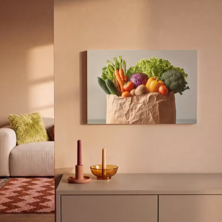Papieren - Boodschappen - Groente - Kleurrijk canvas 2cm klein -sfeer1