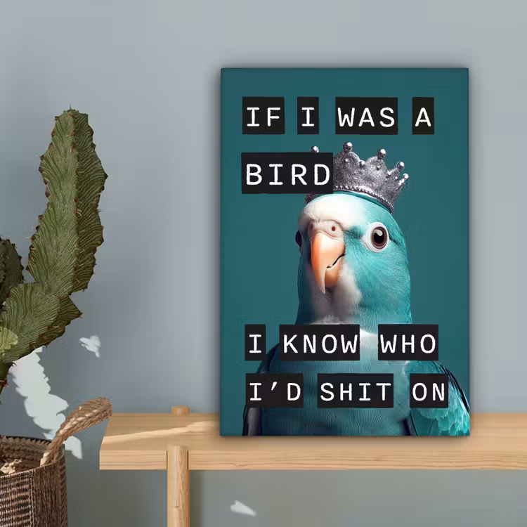 Parkiet - Turquoise - Quotes - Decoratie canvas 2cm klein -sfeer4