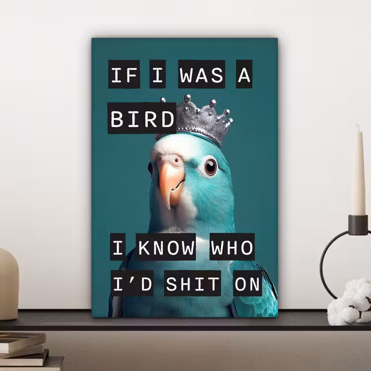 Parkiet - Turquoise - Quotes - Decoratie canvas 2cm klein -sfeer6