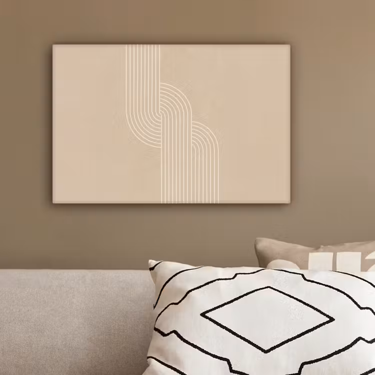 Parallelle lijnen - Lichte textuur - Beige canvas 2cm klein -sfeer3