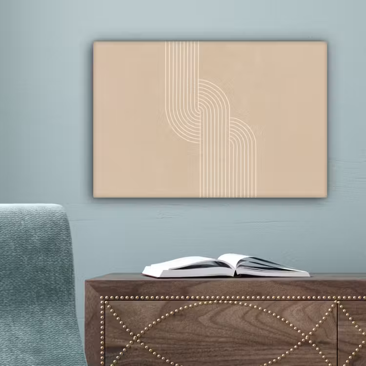 Parallelle lijnen - Lichte textuur - Beige canvas 2cm klein -sfeer4