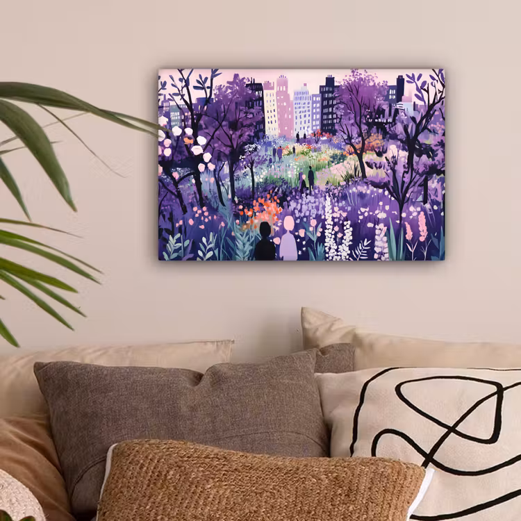 Park - Bomen - Bloemen - Gebouwen canvas 2cm klein -sfeer1
