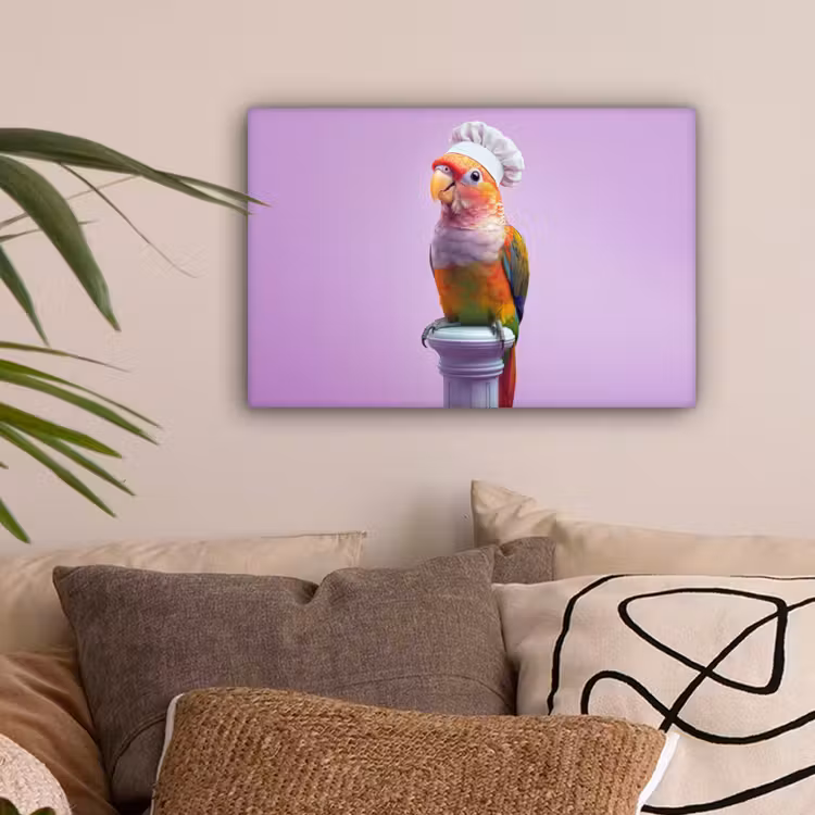 Papegaai - Koksmuts - Pilaar - Vogel canvas 2cm klein -sfeer1