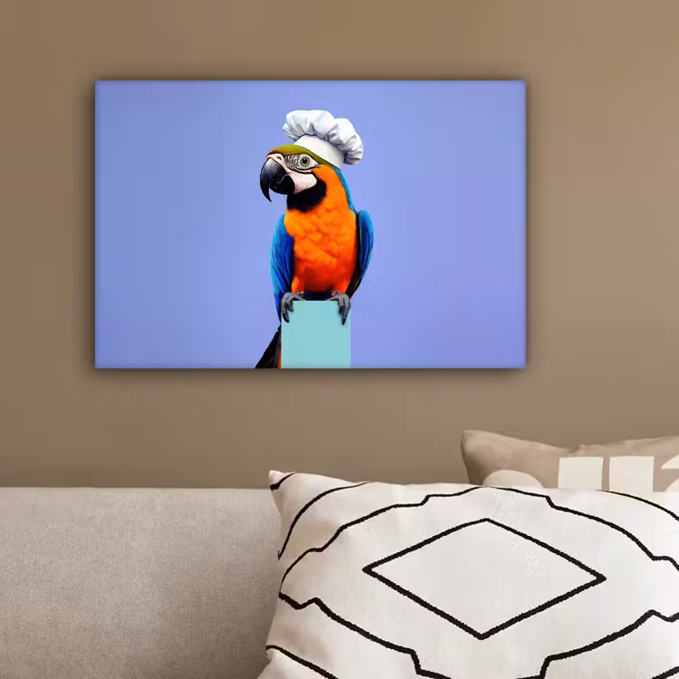 Papegaai - Koksmuts - Vogel - Leuk canvas 2cm klein -sfeer3