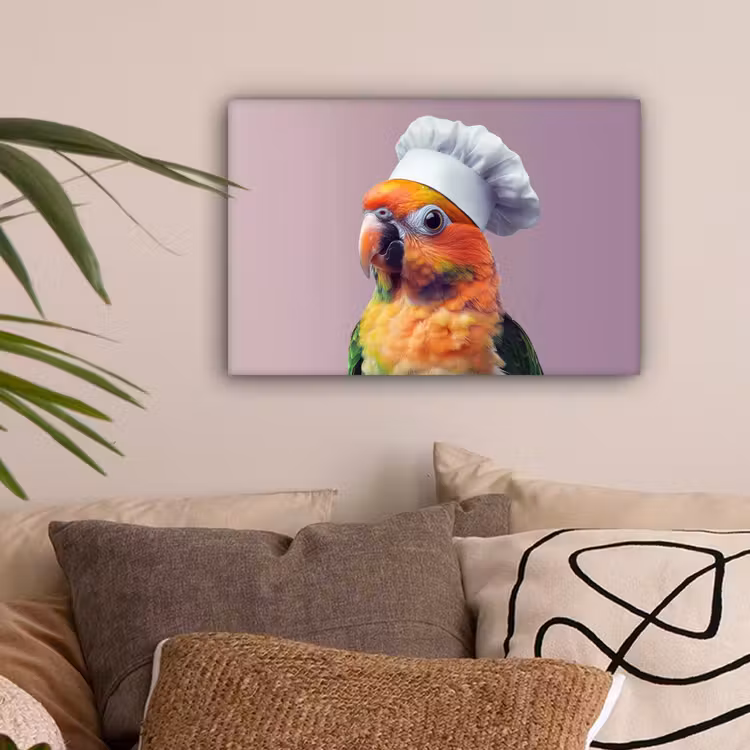 Papegaai - Koksmuts - Nieuwsgierig - Vogel canvas 2cm klein -sfeer1