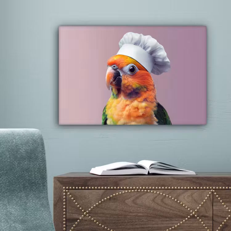 Papegaai - Koksmuts - Nieuwsgierig - Vogel canvas 2cm klein -sfeer4