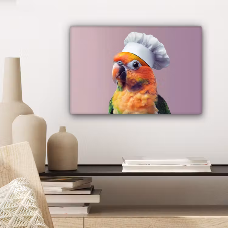 Papegaai - Koksmuts - Nieuwsgierig - Vogel canvas 2cm klein -sfeer6