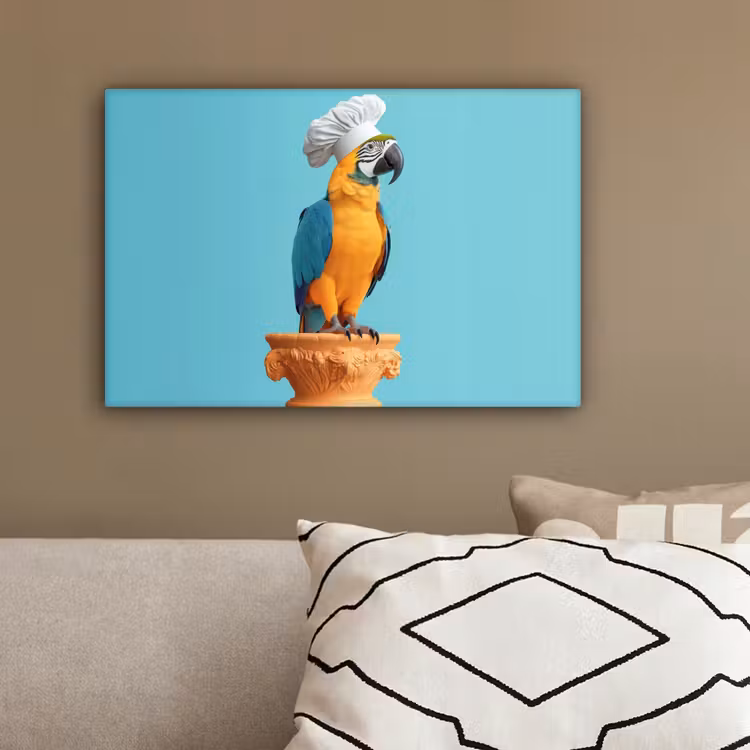 Papegaai - Koksmuts - Grappig - Vogel canvas 2cm klein -sfeer3
