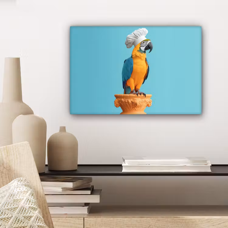 Papegaai - Koksmuts - Grappig - Vogel canvas 2cm klein -sfeer6