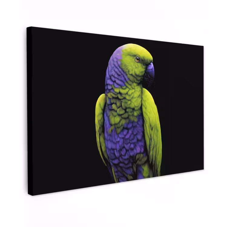 Papegaai - Veren - Opvallend - Groen canvas 2cm klein -z3d