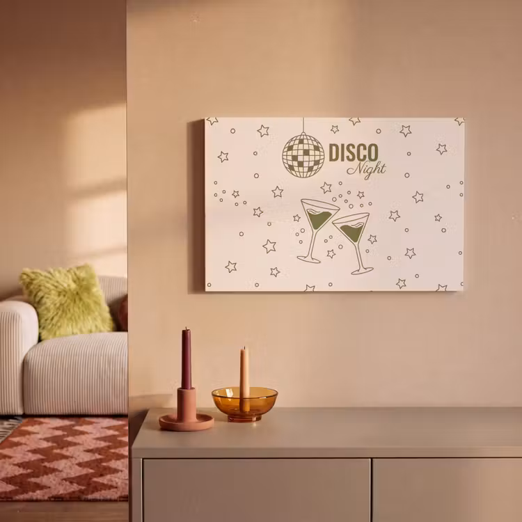Feest - Disco - Drank - Illustratie - Groen canvas 2cm klein -sfeer1