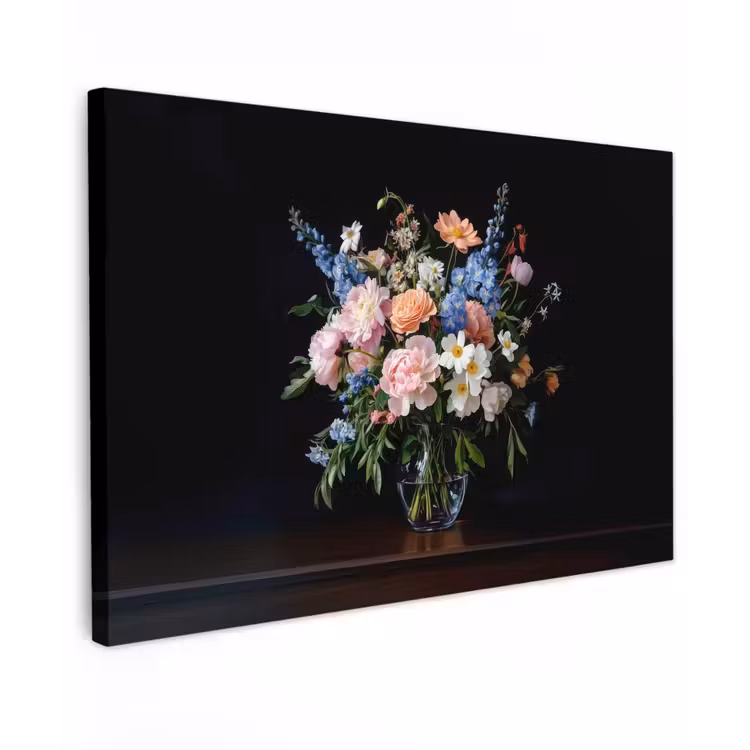 Pastel - Bloemen - Glazen - Vaas canvas 2cm klein -z3d