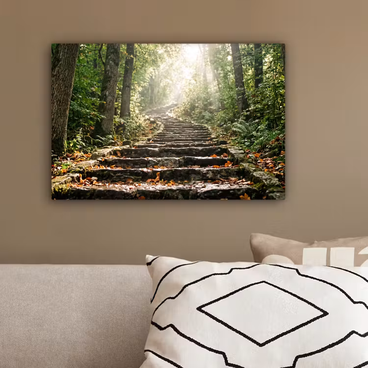 Stenen - Trap - Bos - Natuur canvas 2cm klein -sfeer3