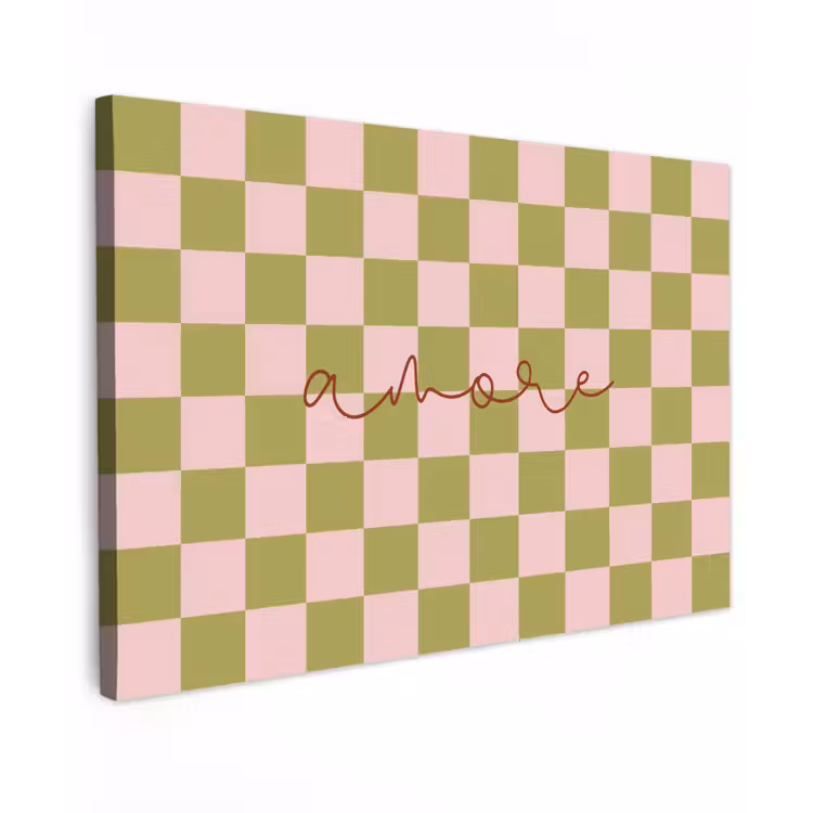 Patroon - Geblokt - Olijfgroen - Amore canvas 2cm klein -z3d