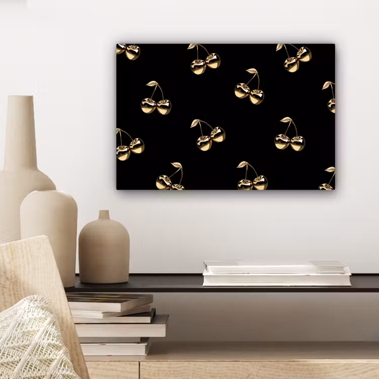 Patroon - Kersen - Goud - Chrome canvas 2cm klein -sfeer6