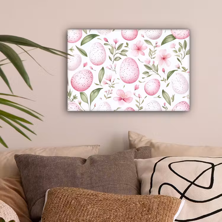 Patroon - Eieren - Roze - Pasen canvas 2cm klein -sfeer1