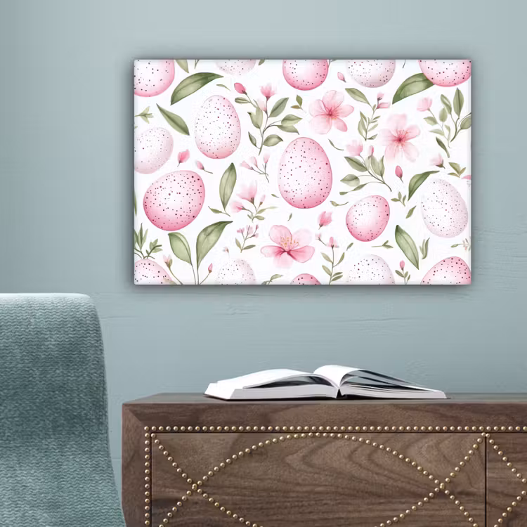 Patroon - Eieren - Roze - Pasen canvas 2cm klein -sfeer4