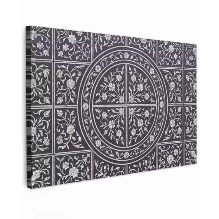 Patroon - Bloemmotief - Decoratie - Klassiek - Zwart canvas 2cm klein -z3d