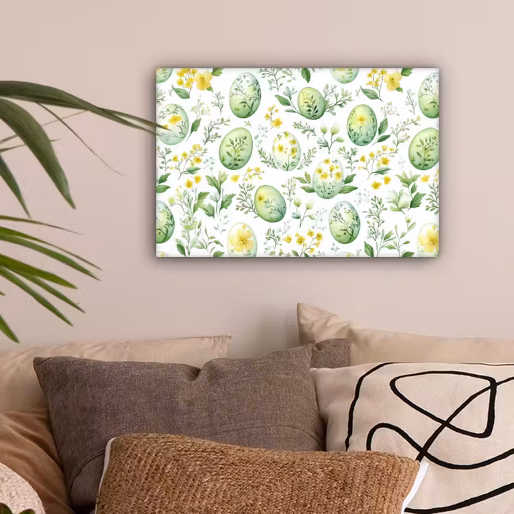 Patroon - Groen - Eieren canvas 2cm klein -sfeer1