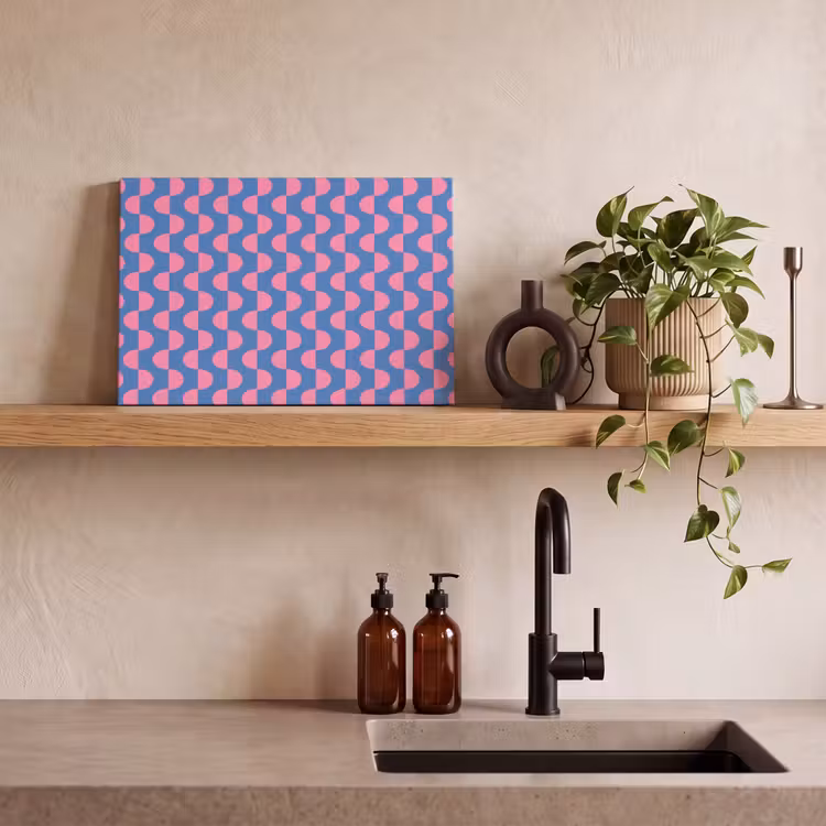 Patroon - Halve cirkels - Abstract - Modern - Roze - Blauw canvas 2cm klein -sfeer3