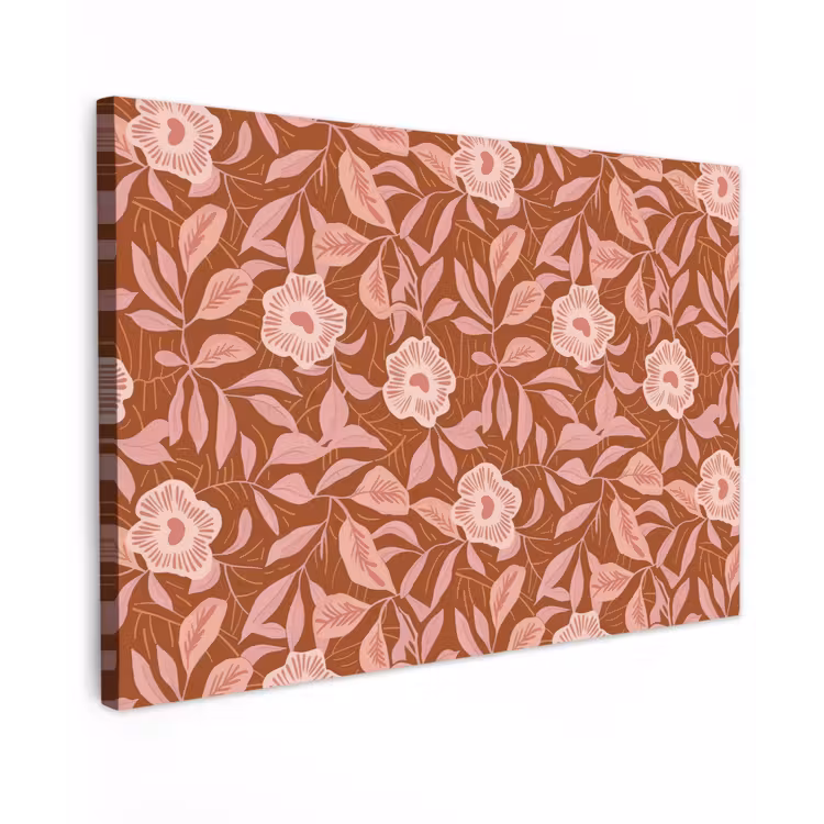 Patroon - Bladeren - Terracotta canvas 2cm klein 34 -z3d