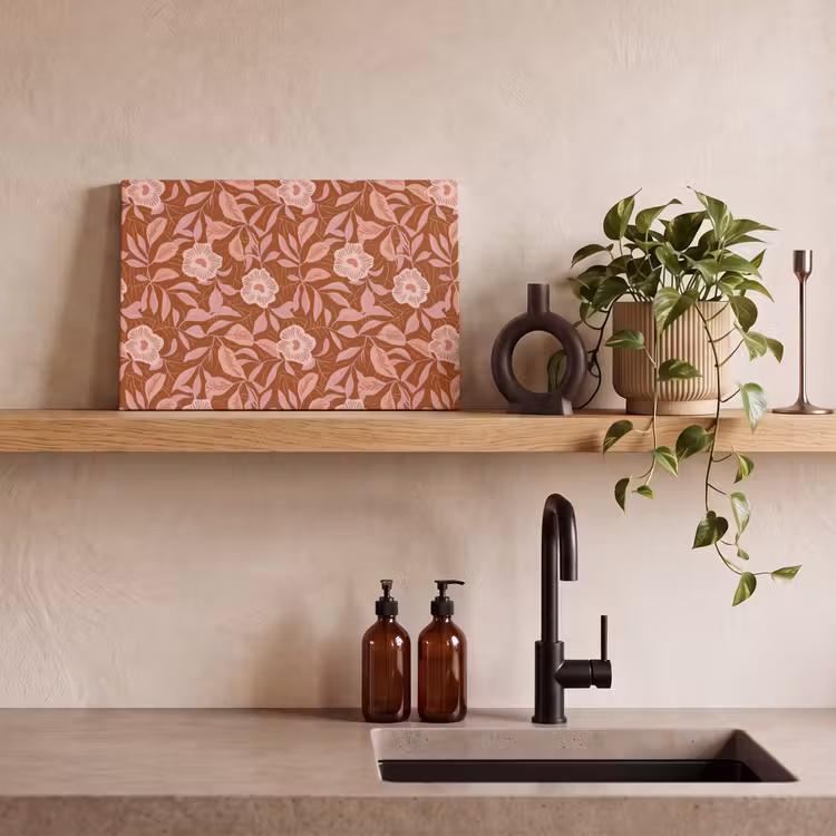Patroon - Bladeren - Terracotta canvas 2cm klein 34 -sfeer3