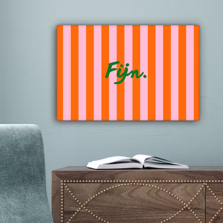 Patroon - Oranje - Fijn - Strepen canvas 2cm klein -sfeer4