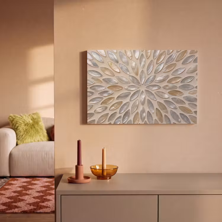 Patroon - Ovaal - Glanzend - Abstract - Beige canvas 2cm klein -sfeer1