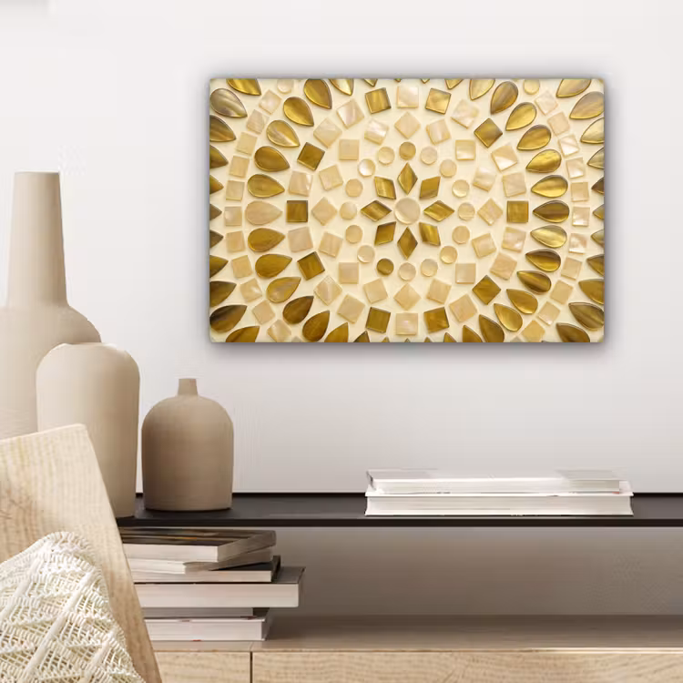 Patroon - Vormen - Mozaïek - Abstract - Goud canvas 2cm klein -sfeer6