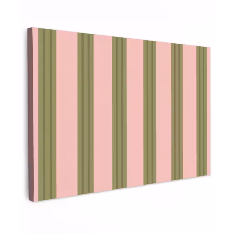 Patroon - Strepen - Abstract - Roze - Groen canvas 2cm klein -z3d